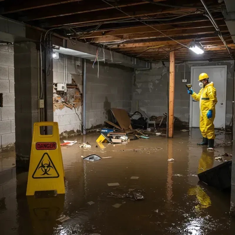 Flooded Basement Electrical Hazard in Bruceton, TN Property